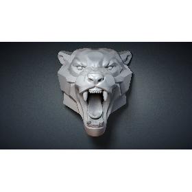 3D Roaring Leopard Sculpture Stylized model